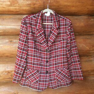 Red Plaid Jacket Blazer Veronica Beard & Vivienne Westwood Style L XL
